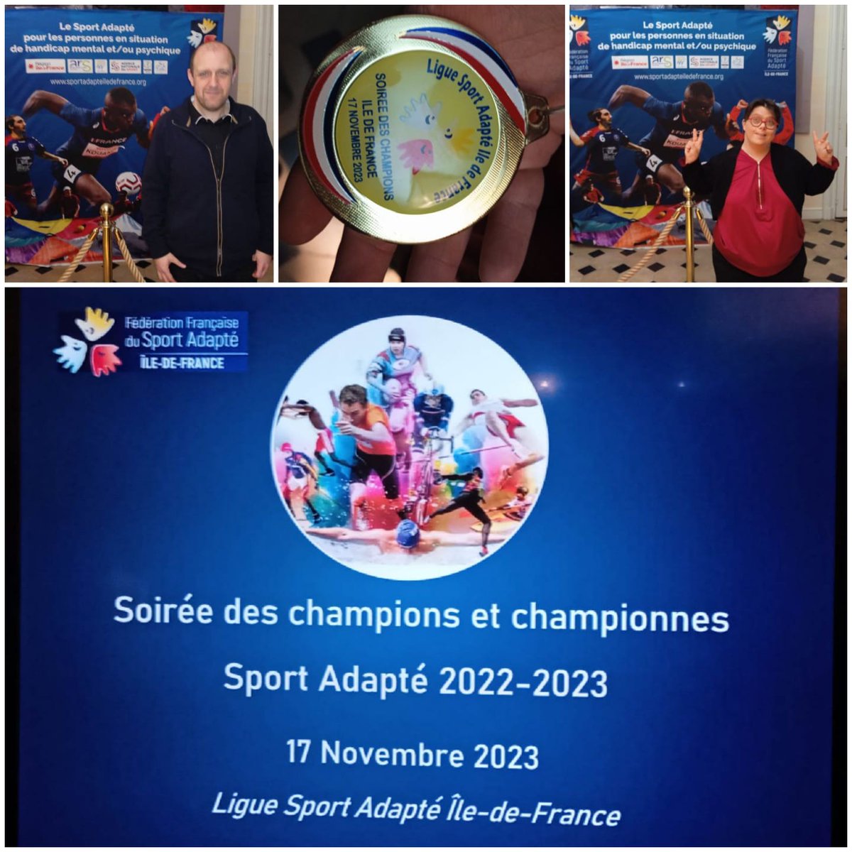 Superbe soirée pour récompenser les champions de sports adaptés 2022-2023
3 résidents ont représenté fièrement et avec émotion les couleurs de leurs clubs de tennis de table.
Après un discours très émouvant de Mr le Préfet, les champions de sports adapté ont reçu leur médaille.