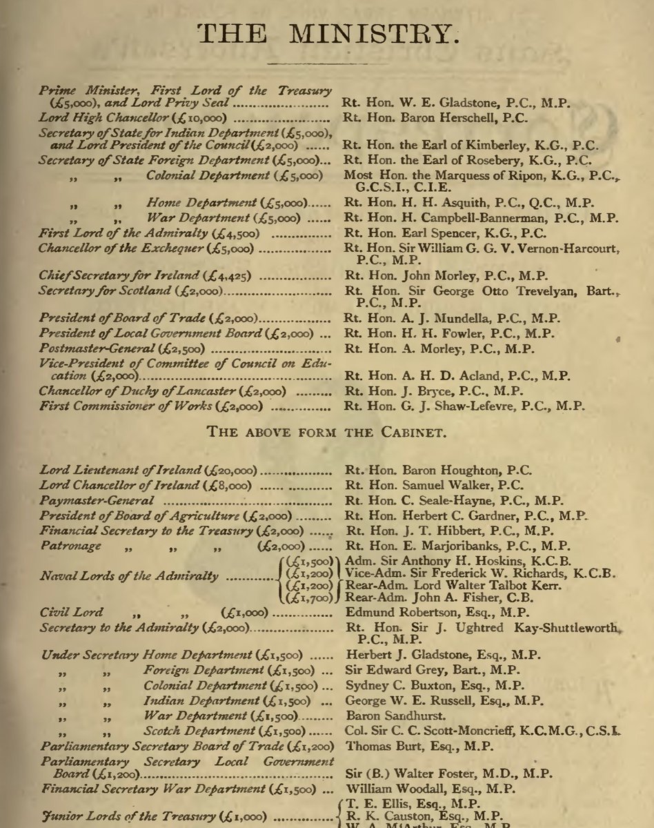 Gladstone's Cabinet, from Debrett's Peerage.