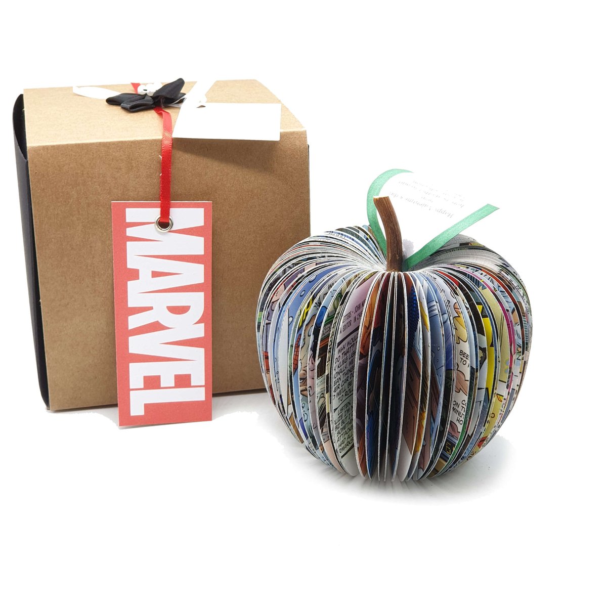 Paperappleco's tweet photo. Superhero Gift - Apple made from Spider book gift - Anniversary Gift for man - superhero gift - comic book gift - godfather gift -Dad gift https://t.co/AuqRzRwMNz #mhhsbd #CreatonCrafts #Shopify #SuperheroGift https://t.co/BLBKvERuPe