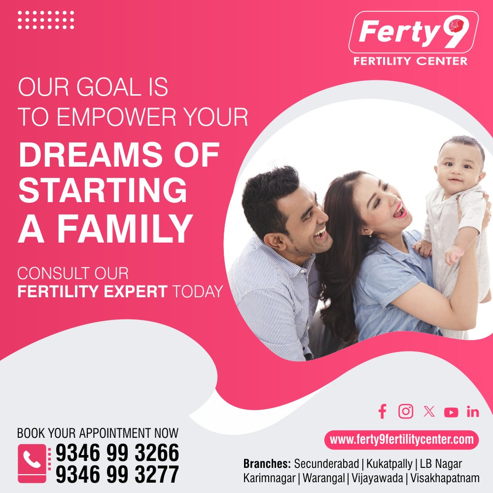 OUR GOAL IS TO EMPOWER YOUR DREAMS OF STARTING A FAMILY

Call: 9346 99 3266 / 9346 99 3277
ferty9fertilitycenter.com

#Ferty9 #FertilityCenter #FertilityHospital #DrJyothi #FertilityClinic #FertilityDoctor #IVF #Surrogacy #BestFertilityCenter #IUI #ICSI #Fertility #Parenthood