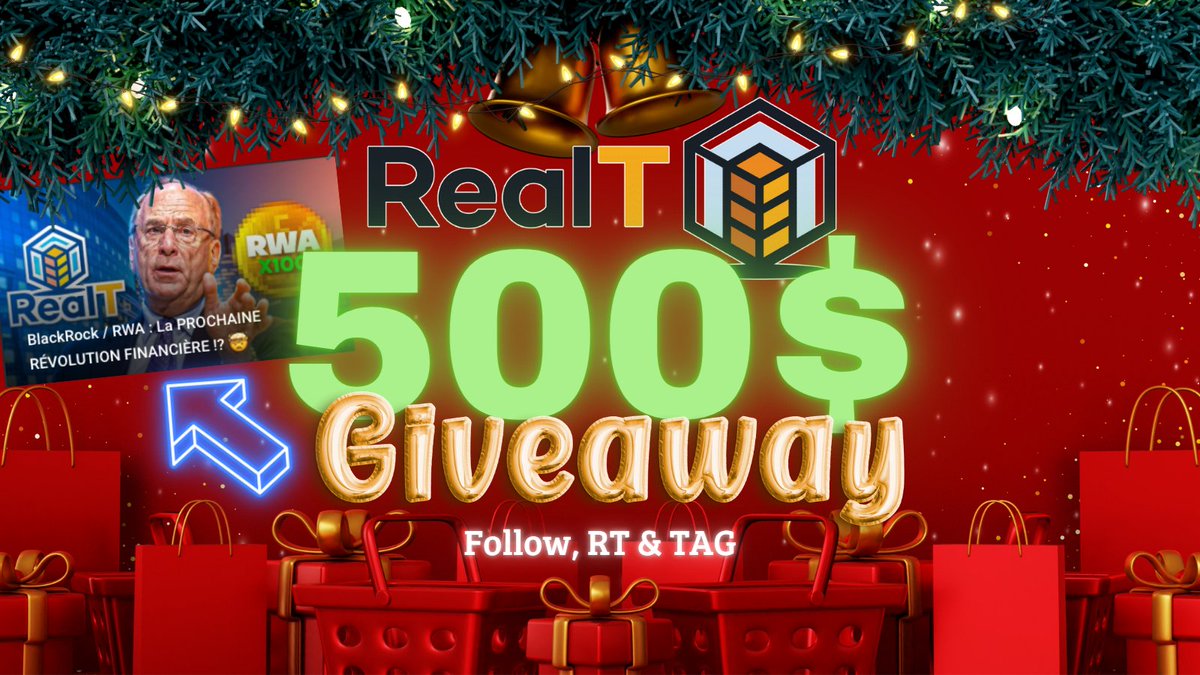 🎁 GIVEWAYS 500$ 🎁

En collaboration avec <a href="/RealTPlatform/">RealT</a> , pour fêter Noël, nous offrons 10 tokens d’une propriété, pour une valeur totale de 500$ 💰🎄

Conditions : ⬇️
✅ Suivre <a href="/RealTPlatform/">RealT</a>  + <a href="/defi_nissons/">DeFi nissons</a> 
✅ RT &amp; commente “L’immobilier tokenisé c’est le pied”

⬇️