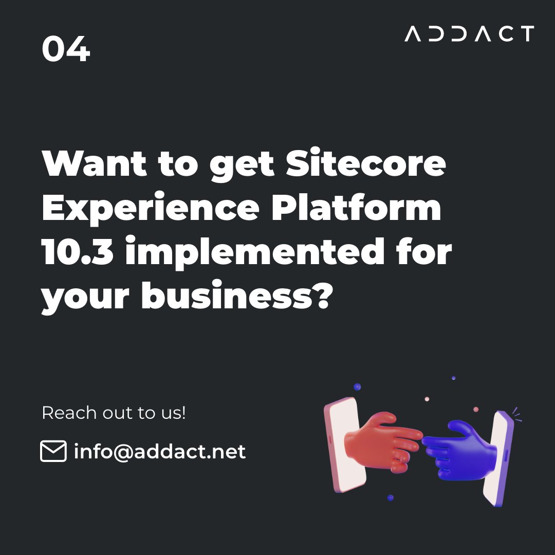 AddactTech's tweet image. Sitecore Experience Platform 10.3 version comes with some amazing features such as competitive edge, enhanced customer engagement, future-proofing as well as security and compliance.

#addact #sitecore #sitecoreexperienceplatform #sitecorexp #experienceplatform