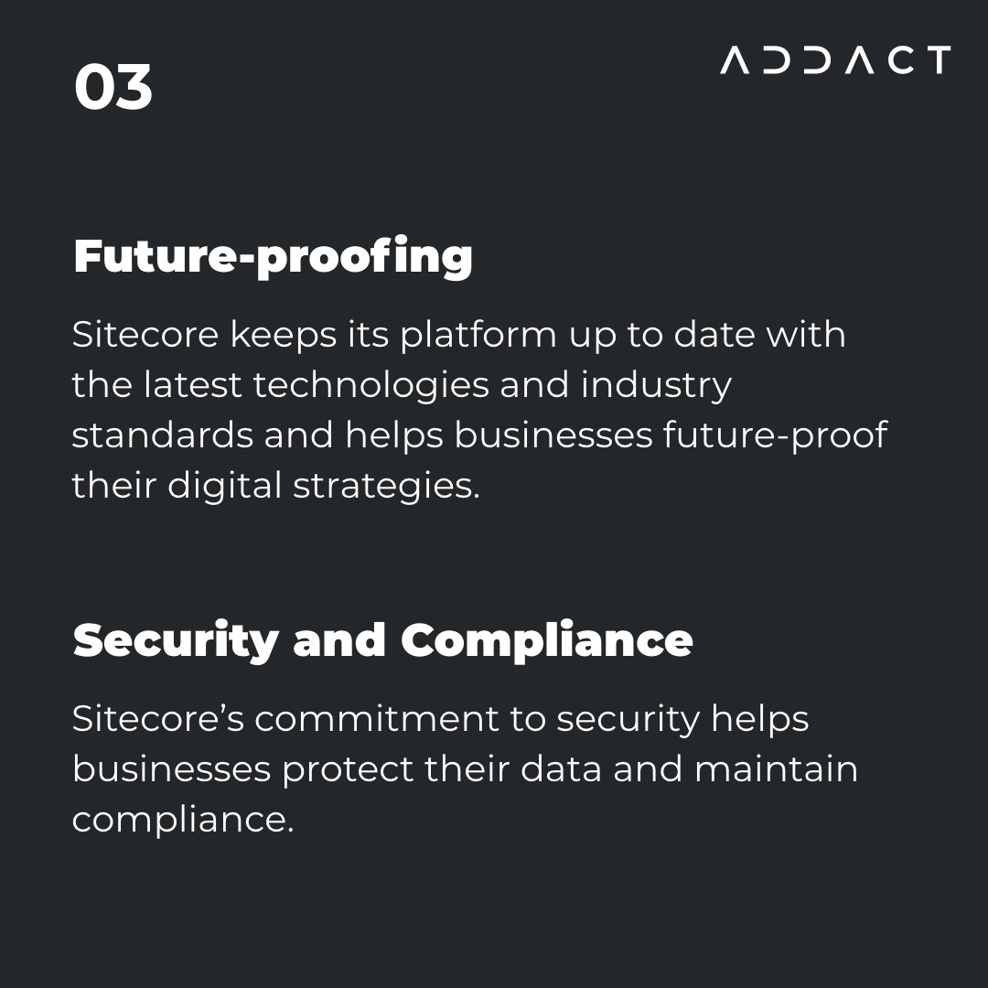AddactTech's tweet image. Sitecore Experience Platform 10.3 version comes with some amazing features such as competitive edge, enhanced customer engagement, future-proofing as well as security and compliance.

#addact #sitecore #sitecoreexperienceplatform #sitecorexp #experienceplatform