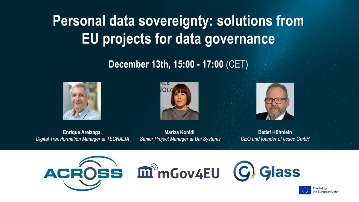 ACROSS Project (@acrossh2020) on Twitter photo 👉Join us TOMORROW at 3pm (CET) for the joint webinar "EU Projects 4eGOV" with <a href="/mGov4EU/">mGov4EU</a> and <a href="/GLASS_H2020_EU/">GLASS_H2020_EU</a>  to discuss about innovative solutions for personal data sovereignty!
🎟️Register here to save your spot: eventbrite.com/e/759543714697 👉Join us TOMORROW at 3pm (CET) for the joint webinar "EU Projects 4eGOV" with <a href="/mGov4EU/">mGov4EU</a> and <a href="/GLASS_H2020_EU/">GLASS_H2020_EU</a>  to discuss about innovative solutions for personal data sovereignty!
🎟️Register here to save your spot: eventbrite.com/e/759543714697