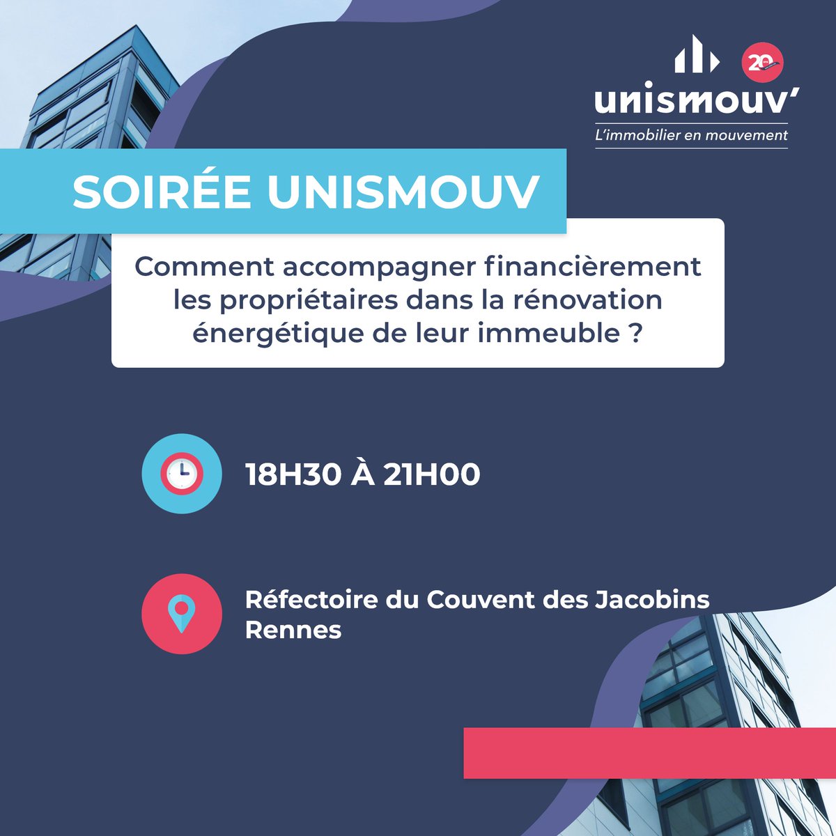 Salon UNISMOUV' (@unismouv) on Twitter photo 🌟 Soirée UNISMOUV
Une soirée axée sur : "Comment accompagner financièrement les propriétaires dans la rénovation énergétique de leur immeuble ?"
🗓️ 6 février 2024
⏰ 18h30 - 21h
📍 <a href="/LeCouventRennes/">Le Couvent Rennes</a>
👉 salon-unismouv.fr/programme/soir…
#UNIS24 #Cocktail
<a href="/unis_immo/">UNIS</a> <a href="/UnisBretagne/">Unis Bretagne</a> 🌟 Soirée UNISMOUV
Une soirée axée sur : "Comment accompagner financièrement les propriétaires dans la rénovation énergétique de leur immeuble ?"
🗓️ 6 février 2024
⏰ 18h30 - 21h
📍 <a href="/LeCouventRennes/">Le Couvent Rennes</a>
👉 salon-unismouv.fr/programme/soir…
#UNIS24 #Cocktail
<a href="/unis_immo/">UNIS</a> <a href="/UnisBretagne/">Unis Bretagne</a>