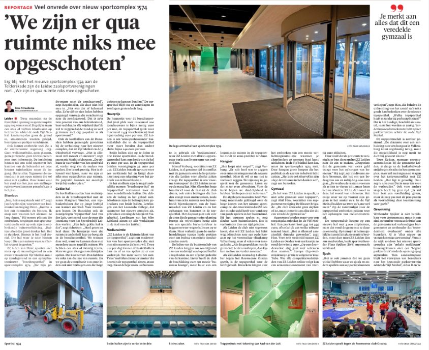 Vandaag in <a href="/leidschdagblad/">Leidsch Dagblad</a>: veel onvrede bij sportclubs over de nieuwe sporthal. Duur, sfeerloos en weinig ruimte voor maatwerk. 
Dat kan natuurlijk niet de bedoeling zijn. De hal is er voor de sport, niet voor leuke foto’s. Belangrijk dat dit snel wordt opgelost. <a href="/VVDLeiden/">VVD Leiden</a>