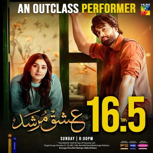 So now Finally #IshqMurshid has become Highest Rated Drama serial of #HUMTV in the History of HUM 
Achieved record breaking Rating of (16.5 TRPS) 📷
Broke all the previous records 
Congratulations to the whole team #FarooqRind #AbdulKhaliqueKhan #MomalShunaid #MominaDuraid