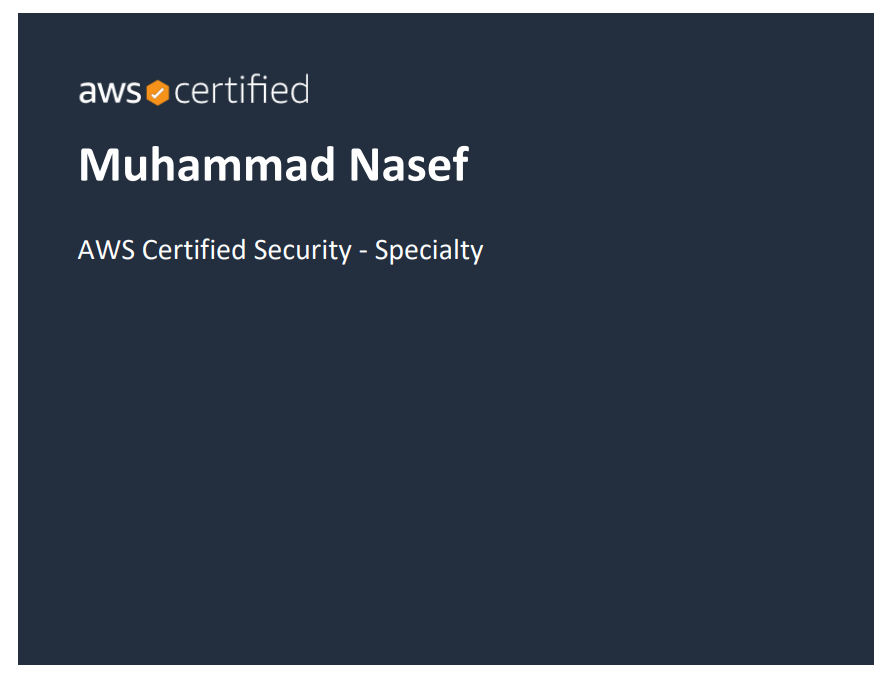 I am happy to announce that I've passed AWS Certified Security Specialty examination and certification in the cloud computing field 🎉🥳❤

#cloud #cloudcomputing #cloudengineer #aws #awscloud #awstraining #hacking #cybersecurity #bugbounty #ethicalhacking #azure #azurecloud