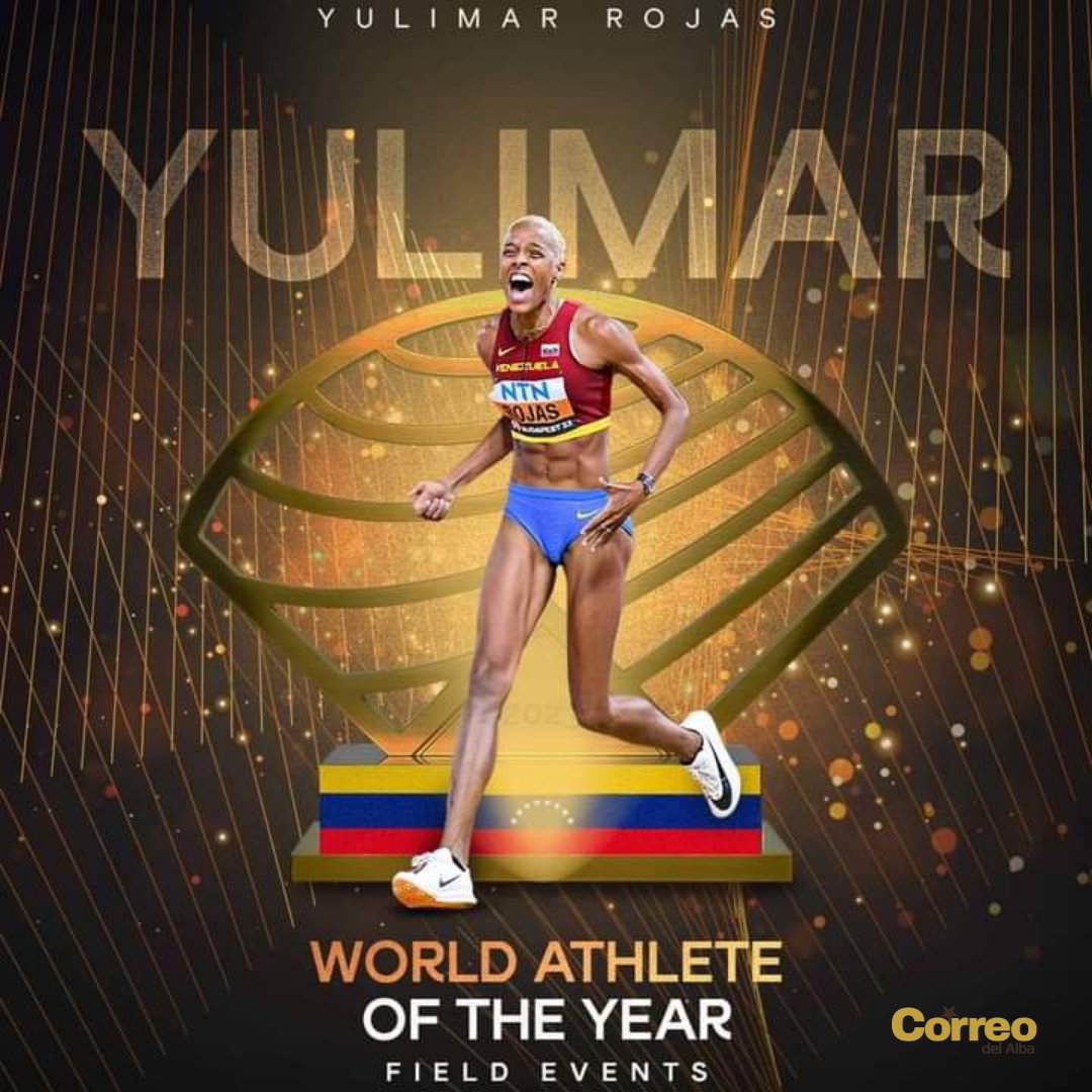 correodelalba's tweet photo. YULIMAR ROJAS, por Segundo Año consecutivo, es coronada la mejor ATLETA del AÑO en pruebas de campo, valiendo por sus logros  como campeona del Mundo y campeona de la Liga de Diamantes ¡Brava Yulimar! "Orgullo Venezolano" @TeamRojas45 https://t.co/oa80idY8WI