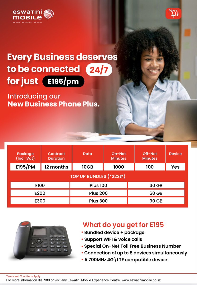 mobile_eswatini's tweet image. Elevate your business with our Wi-Fi connection, complete with a toll-free number for effortless communication. The gift of seamless connectivity this holiday season🎄🤶

#moredata #more4u #morevalue