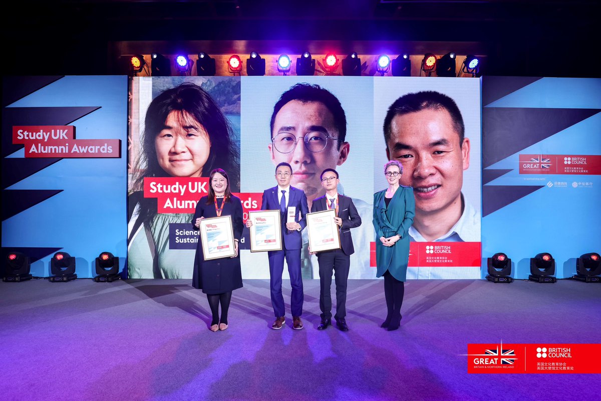 🎉Congratulations to Bing Hou, Qinqin Huang, Shenshou Zhang & Yingjun Liu, the #StudyUKAlumniAwards 2023-24 China Winners for their outstanding achievements in respective fields!  🏫They studied at @UniversityLeeds, @UniofNottingham, @LSEnews, @unibirmingham, @Cambridge_Uni.