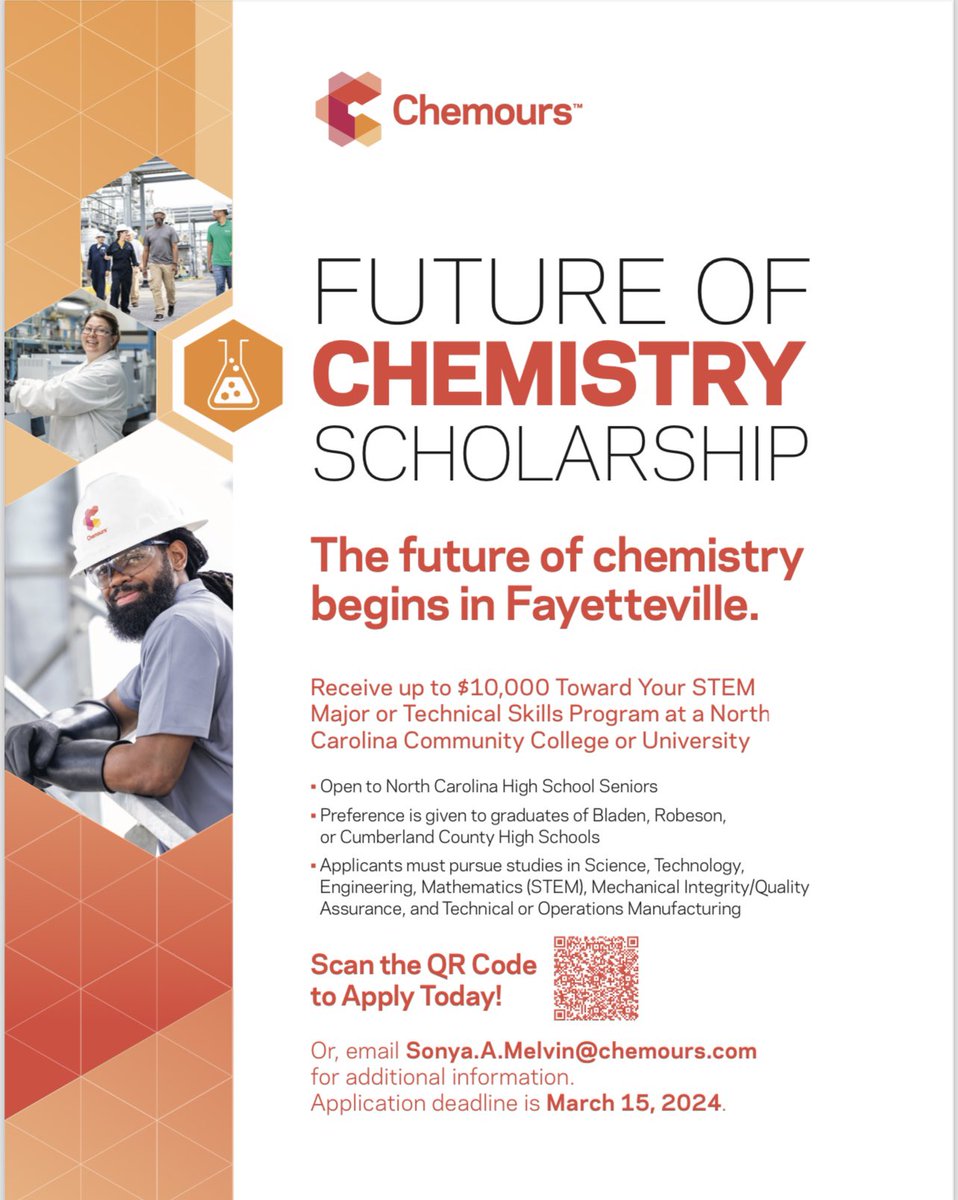 Scholarship Alert: Seniors who plan to major in a STEM field at a community OR four year college in North Carolina