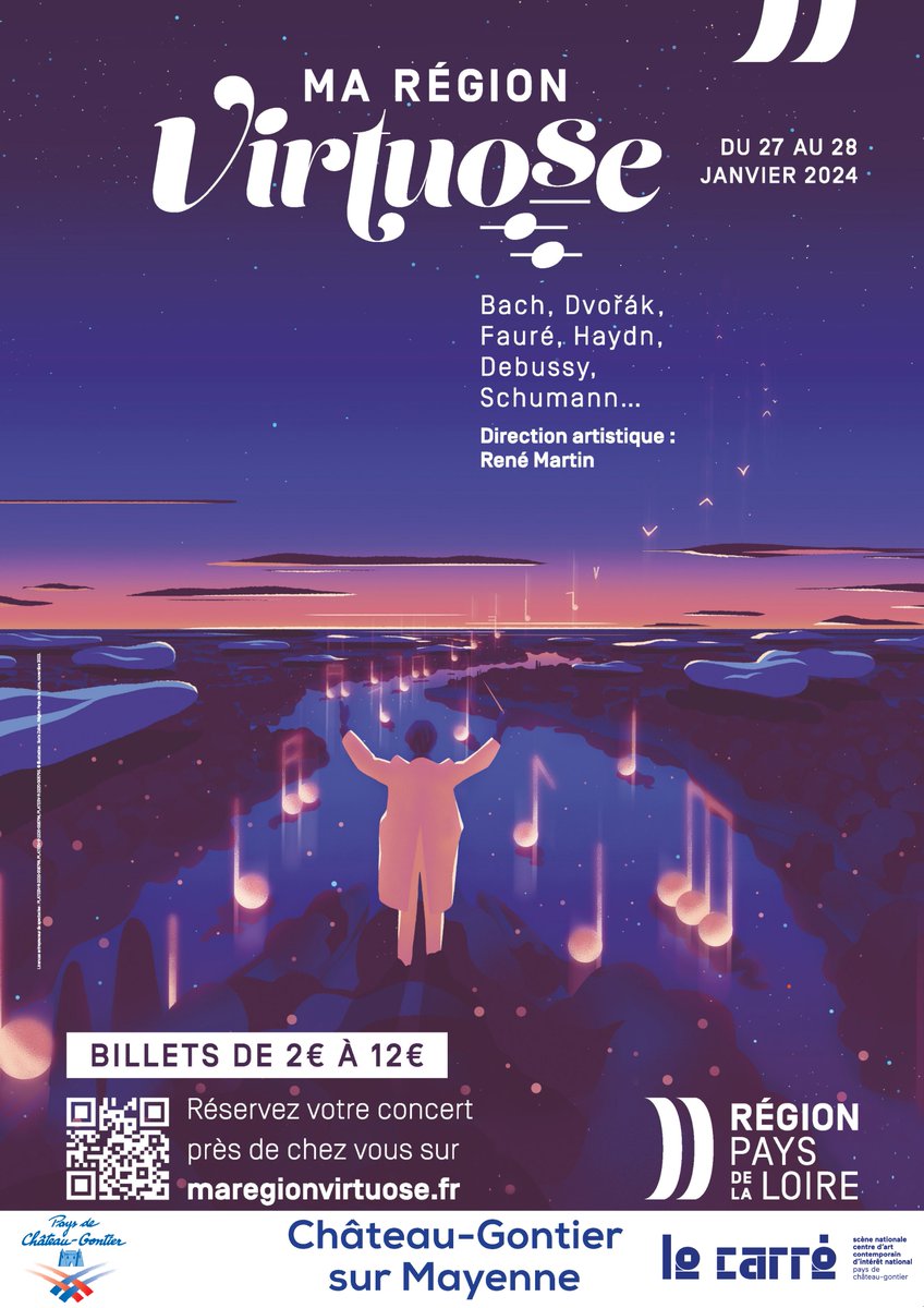 #MardiConseil 
🗓️Notez bien sur vos tablettes le début des réservations pour #MaRégionVirtuose🎶ce 15 décembre au <a href="/LeCarre53/">Le Carré</a> 
👉8 concerts de musique classique à des prix très attractifs les 27 et 28 janvier au théâtre des Ursulines et à l'Espace Saint-Fiacre 🎹🎷🎻