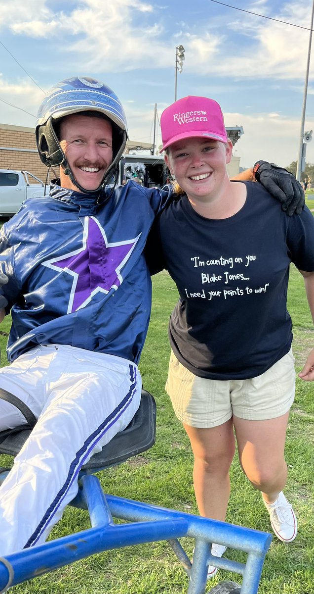 Abby Towers putting the pressure on <a href="/blakejones351/">Blake Jones</a> for her <a href="/HarnessFantasy/">Fantasy Harness Racing</a> team, 1 win so far for the night <a href="/albury_hrc/">Albury Harness Racing Club</a> and she’s pumped <a href="/HRNSW_Harness/">Harness Racing NSW</a>