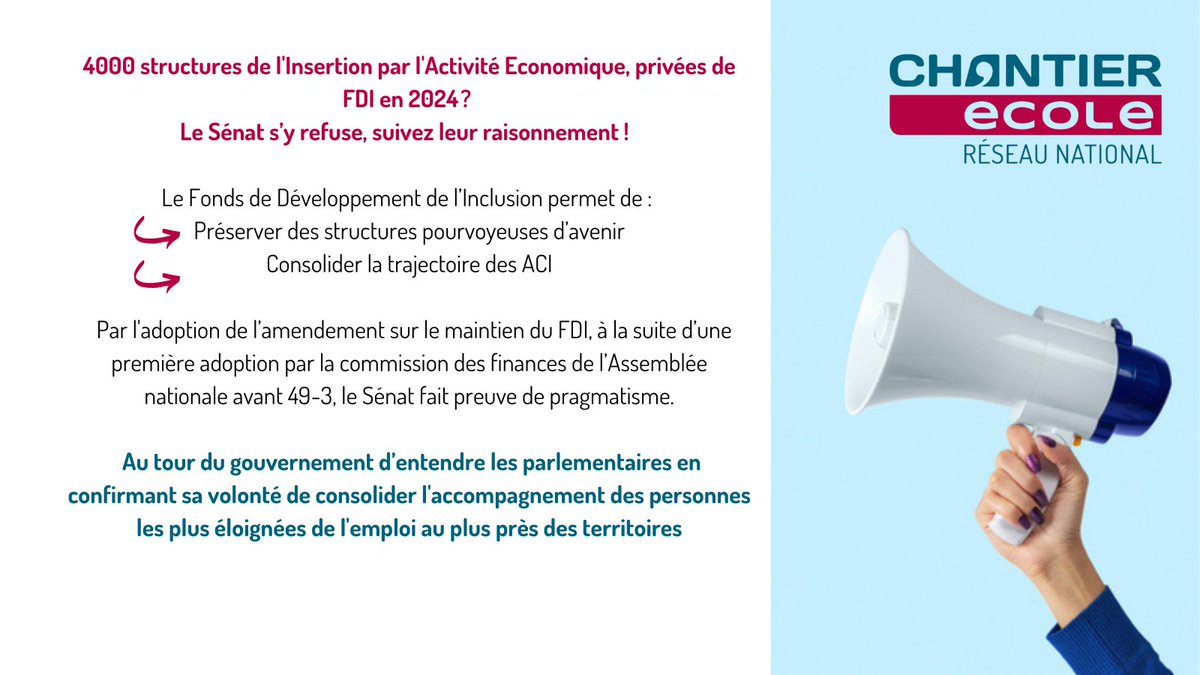 L'amendement FDI adopté au Sénat, défendu par <a href="/n_delattre/">Nathalie Delattre</a>  , <a href="/CorinneFeret/">Corinne Feret</a>  &amp; <a href="/PoncetRaymonde/">Raymonde Poncet Monge 🇵🇸 🇺🇦</a>  !

Au gouvernement d’accompagner l’IAE et de défendre l’accès à l’emploi pour toutes et tous ! #PLF2024 

📢Retrouvez notre CP : bit.ly/3v1Ahzg