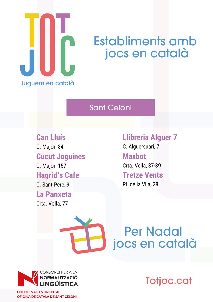 Aquest #Nadal regala #jocsencatala de #comerçlocal 
Campanya per a la #normalitzaciólingüística
#totjoc
#santceloni #baixmontseny