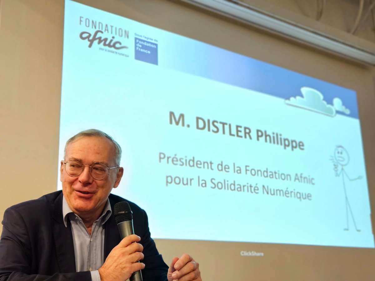 FondationAfnic's tweet photo. C'est Philippe Distler, Président de notre Fondation, qui introduit cette matinée : "Malgré une infrastructure technique parmi les meilleures en Europe, la France a tout de même besoin d'un accompagnement solidaire dans l'usage de l'internet."
#Solidarité #Numérique #SolNum https://t.co/CkYIUjtRJe