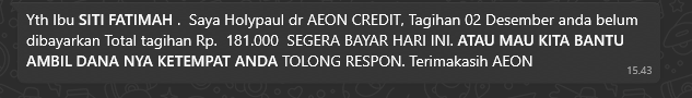 Kurnia20's tweet photo. mau tanya dong. ada yg pernah di teror kaya gini ngga ya? padahal yg punya hutang bukan kita. dan orng yg di cari juga udh ngga pernah berhubungan lg dan kontaknya juga udh ngga punya. tiap bulan pasti ada tlp dan wa dengan DC yg berbeda. https://t.co/SctD6LrZwK
