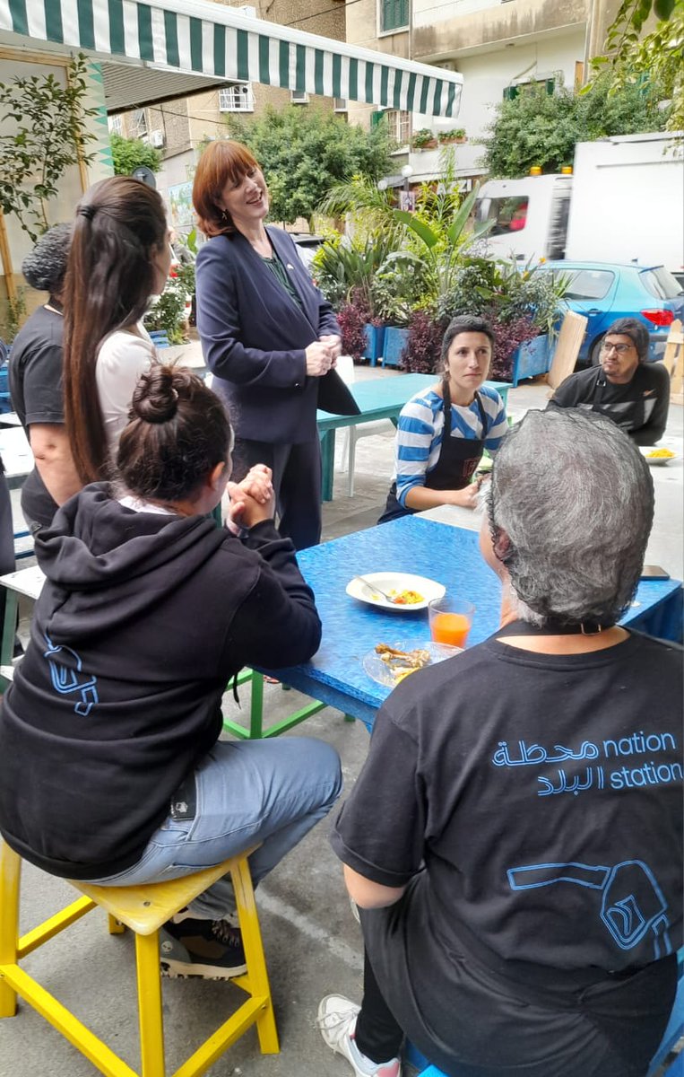 CanadaLebanon's tweet photo. Ambassador @StefMcCollum attended a communal lunch organized by @NationStation_ in #Geitawi. With support from the Canada Fund for Local Initiatives (#CFLI), Nation Station is improving community integration and enhancing women’s socio-economic participation. https://t.co/dAHS58vIzd
