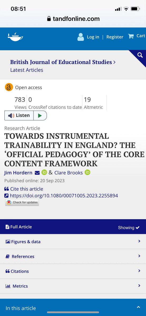 <a href="/Keith_Turvey/">Keith Turvey PhD</a> Just read Hordern &amp; Brookes, 2023 which exemplifies the bizarre state of play in ITE.
I’m sure the market review, accreditation, CCF/ECT straitjackets, ITAPs etc &amp; their implications have not been fully recognised in the public domain. Frightening.