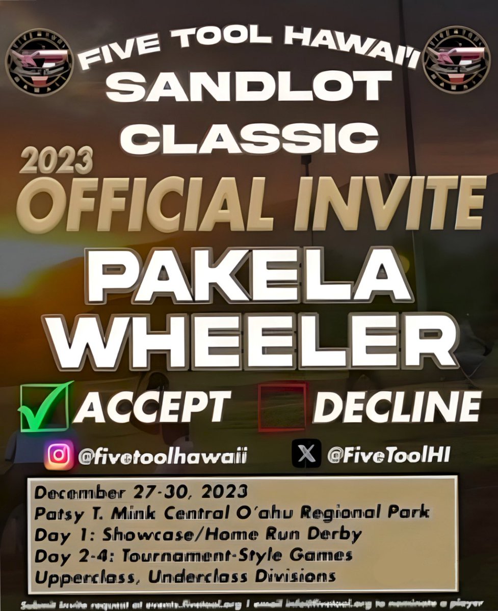 pakelawheeler's tweet image. Thank you for the opportunity 🤙🏽 @FiveToolHI @ClassicHawaii