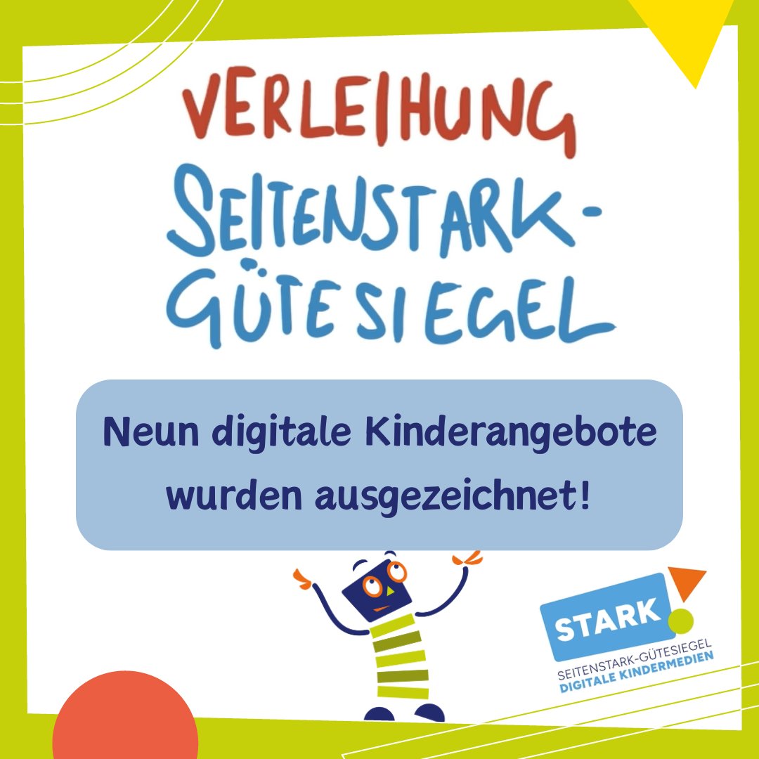 Seitenstark (@seitenstark) on Twitter photo Ausgezeichnet! 9 Kinderwebseiten haben es 2023 geschafft: Sie erhielten das #SeitenstarkGütesiegel. Danke an alle Beteiligten - gemeinsam stark für ein offenes, sicheres & hochwertiges Online-Angebot für Kinder. #Kinderseiten <a href="/fragFINN_de/">fragFINN.de</a> <a href="/Blinde_Kuh_eV/">Blinde Kuh e.V.</a>
seitenstark.de/eltern-und-leh… Ausgezeichnet! 9 Kinderwebseiten haben es 2023 geschafft: Sie erhielten das #SeitenstarkGütesiegel. Danke an alle Beteiligten - gemeinsam stark für ein offenes, sicheres & hochwertiges Online-Angebot für Kinder. #Kinderseiten <a href="/fragFINN_de/">fragFINN.de</a> <a href="/Blinde_Kuh_eV/">Blinde Kuh e.V.</a>
seitenstark.de/eltern-und-leh…
