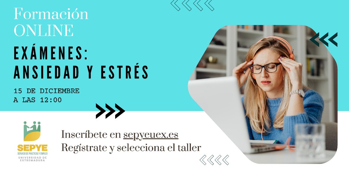 El día antes del examen ¿sientes que no te sabes nada?  😱
¿Estudias muchas horas y te cuesta mucho concentrarte? 🤯

📢Desde el SEPYE queremos darte estrategias para gestionar y controlar el nivel de ansiedad 📈👍🏻
 
sepyeuex.es/login.php

#uex #formacion