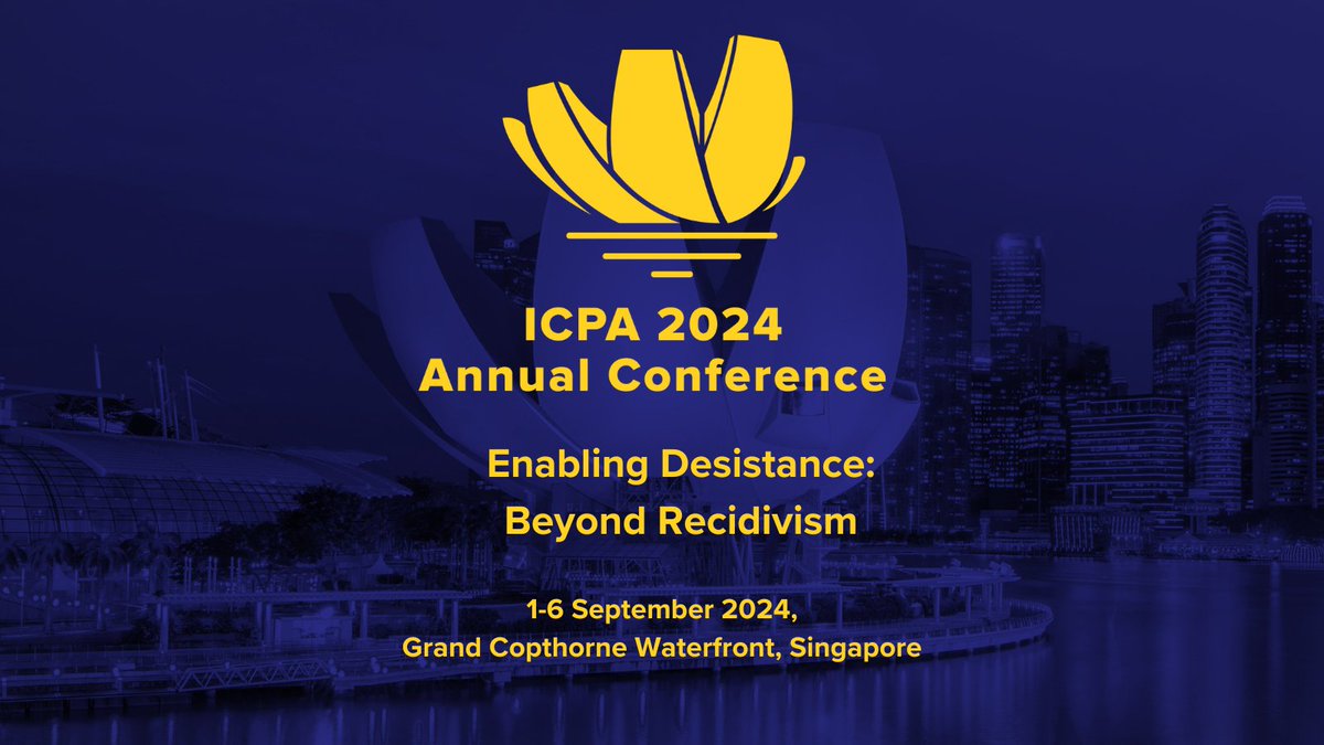 icpaadvancing's tweet photo. Join us at the ICPA Annual Conference 2024 in Singapore, September 1-6! Engage with experts, discuss corrections, and participate in the Yellow Ribbon Prison Run 2024. Don't miss this incredible event! #ICPA2024 #BeyondRecidivism #YellowRibbonProject #PrisonRun2024 #SecondChances https://t.co/fdpsrecgqR