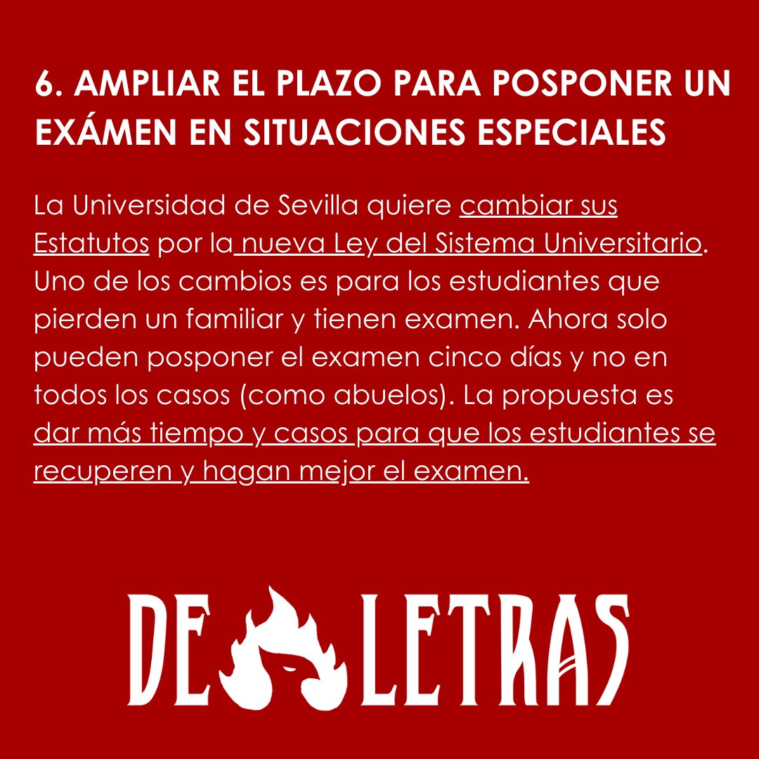 deletrascandida's tweet photo. 🔴NUESTRO PROGRAMA 

Defensa de un derecho fundamental y mejora en la utilización de las infræstructuras para el alumnado.                
.
#DeLetras #DeLetrasCandidatura #GeografiaEHistoria #GeografiaEHistoriaUS #UniversidadDeSevilla #US #Sevilla #VotaDELETRAS https://t.co/dIf85UdUDC