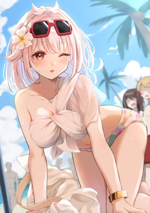 『視線?センパイ以外の目なんてどうでもいいので早く泳ぎに行きましょうよ〜』 