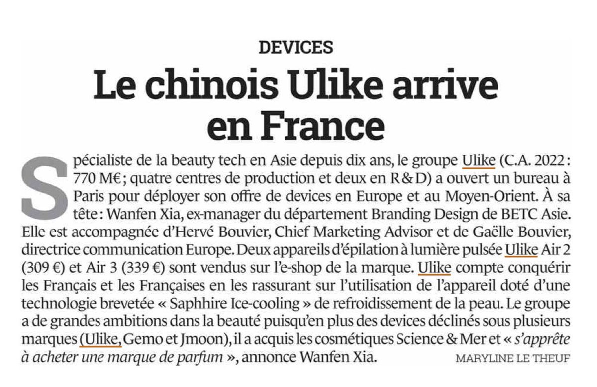 See on media ⤵️

@Cosmetiquemag hebdo highlights Ulike’s arrival in a new territoty 🤍

#IPL #epilation #beautyTech