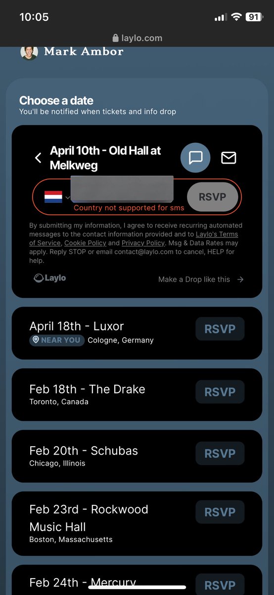 pickeringfools's tweet photo. @thlniall i have trouble getting in too for Amsterdam :( signed up with email but all went by text and it says this when I want to enter my phone number https://t.co/A2MWeDdBD4