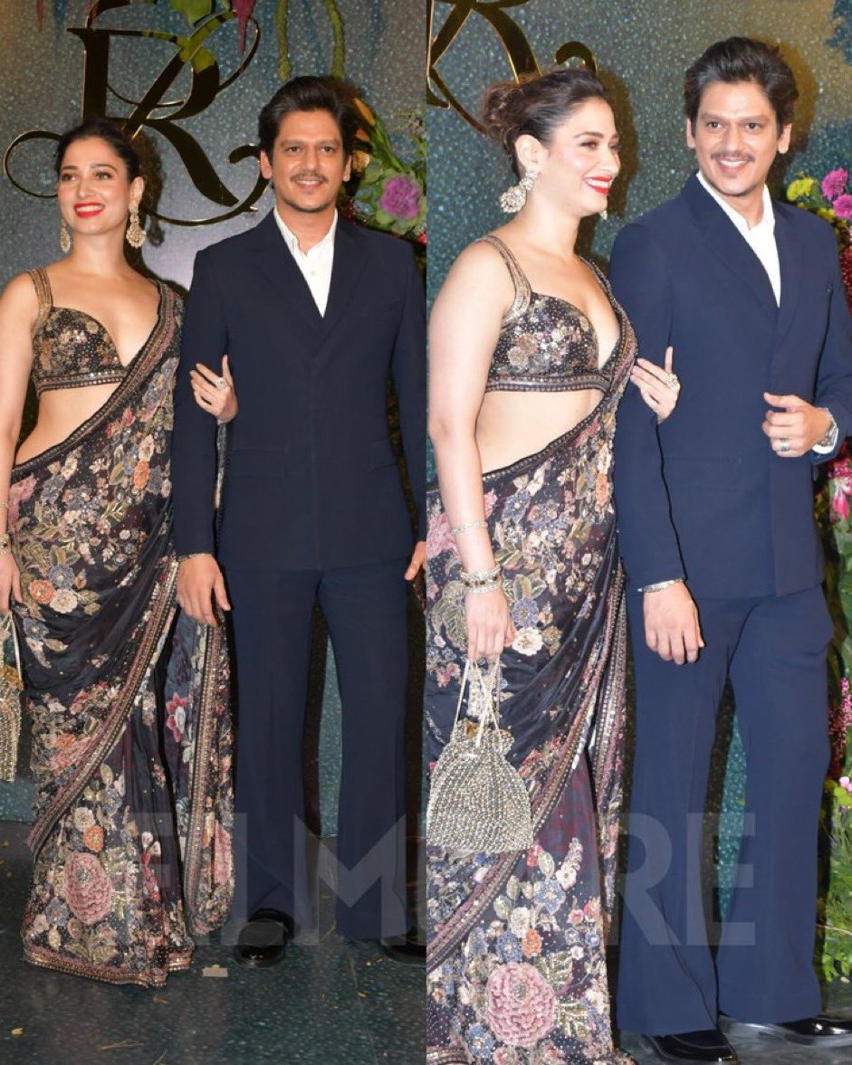 PoonamVerse's tweet photo. The gorgeous couple, #TamannaahBhatia and #VijayVarma arrived together for #RandeepHooda and #LinLaishram's wedding reception last evening. ❤️ https://t.co/HSAnSH2Q2B