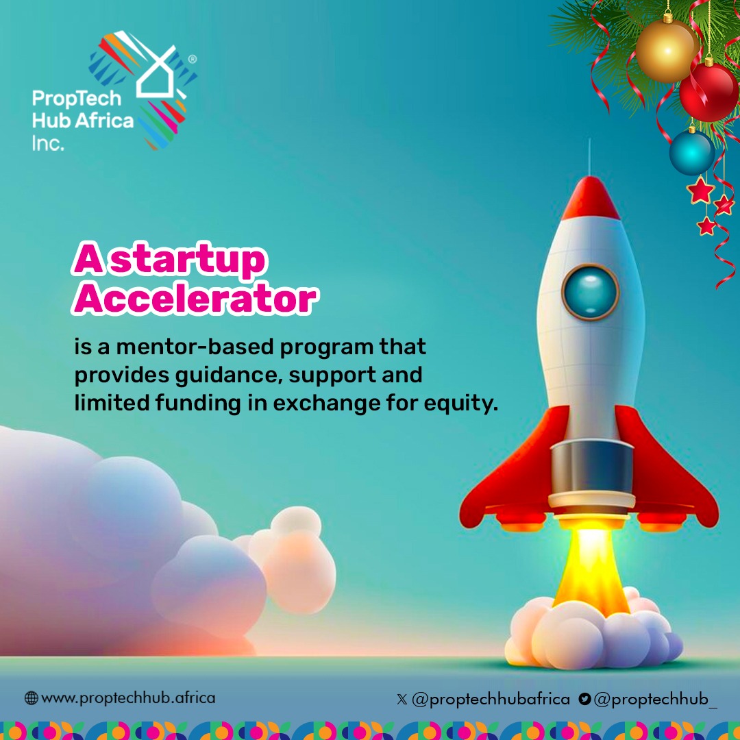 Proptechhub_'s tweet image. A startup accelerator is a mentor-based program that provides guidance, support and limited funding in exchange for equity.

#proptechstartup #proptechhubafricainc #techstartup #startupstudio