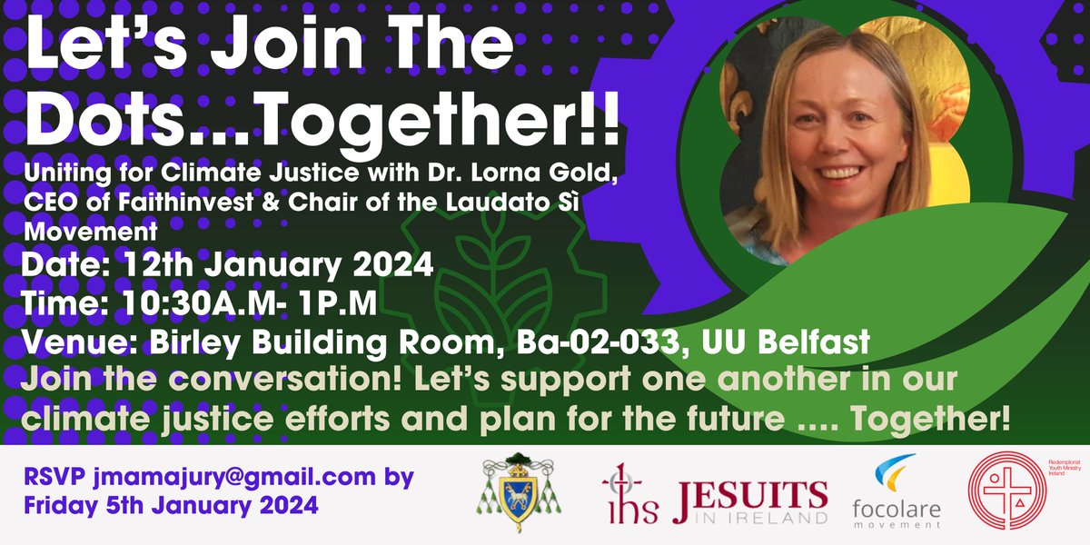 'Uniting for #ClimateJustice' with Dr. Lorna Gold @gold_lgold 12th January 10.30am-1pm @UlsterUni All welcome