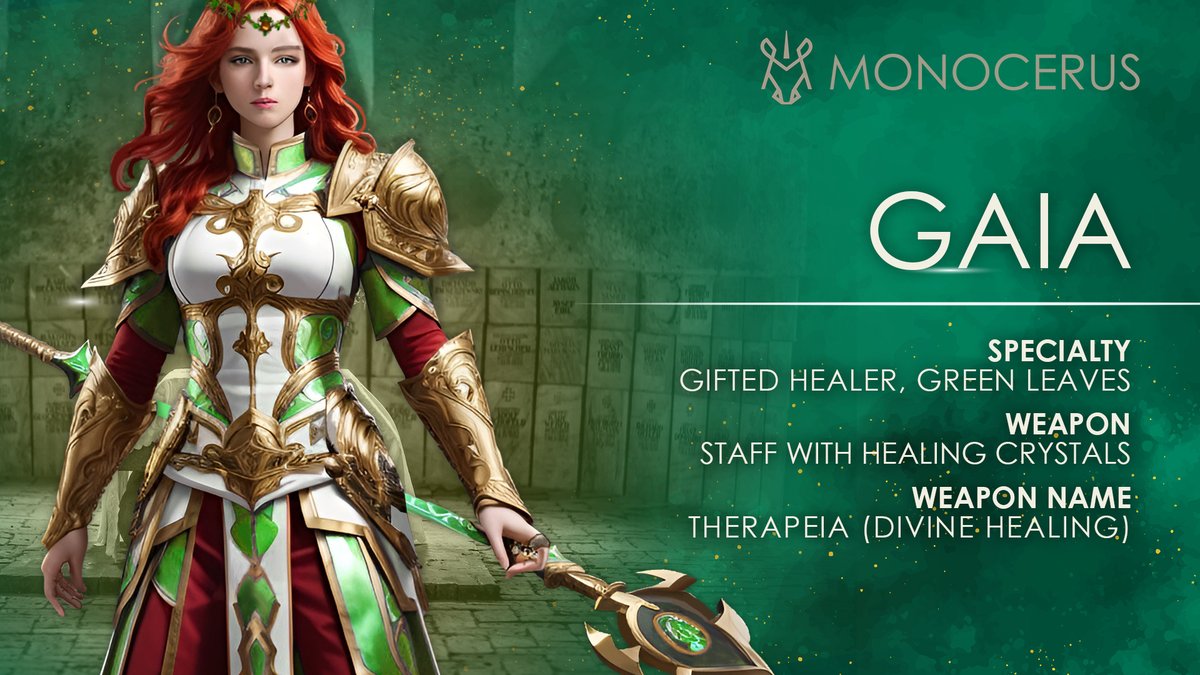 monocerusworld's tweet image. Meet our beautiful healer, GAIA! ✨🎮 #AVAX #Monocerus #MMORPG