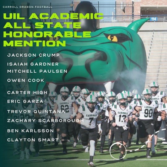 Southlake Carroll Football (@carrolldragonfb) on Twitter photo Congratulations to our STUDENT-Athletes on their UIL Academic awards! Proud of these men!
<a href="/coachrdodge/">Riley Dodge</a>
<a href="/CABCSLC/">CABC</a>
<a href="/SLCAthletics/">Carroll Dragons</a> Congratulations to our STUDENT-Athletes on their UIL Academic awards! Proud of these men!
<a href="/coachrdodge/">Riley Dodge</a>
<a href="/CABCSLC/">CABC</a>
<a href="/SLCAthletics/">Carroll Dragons</a>