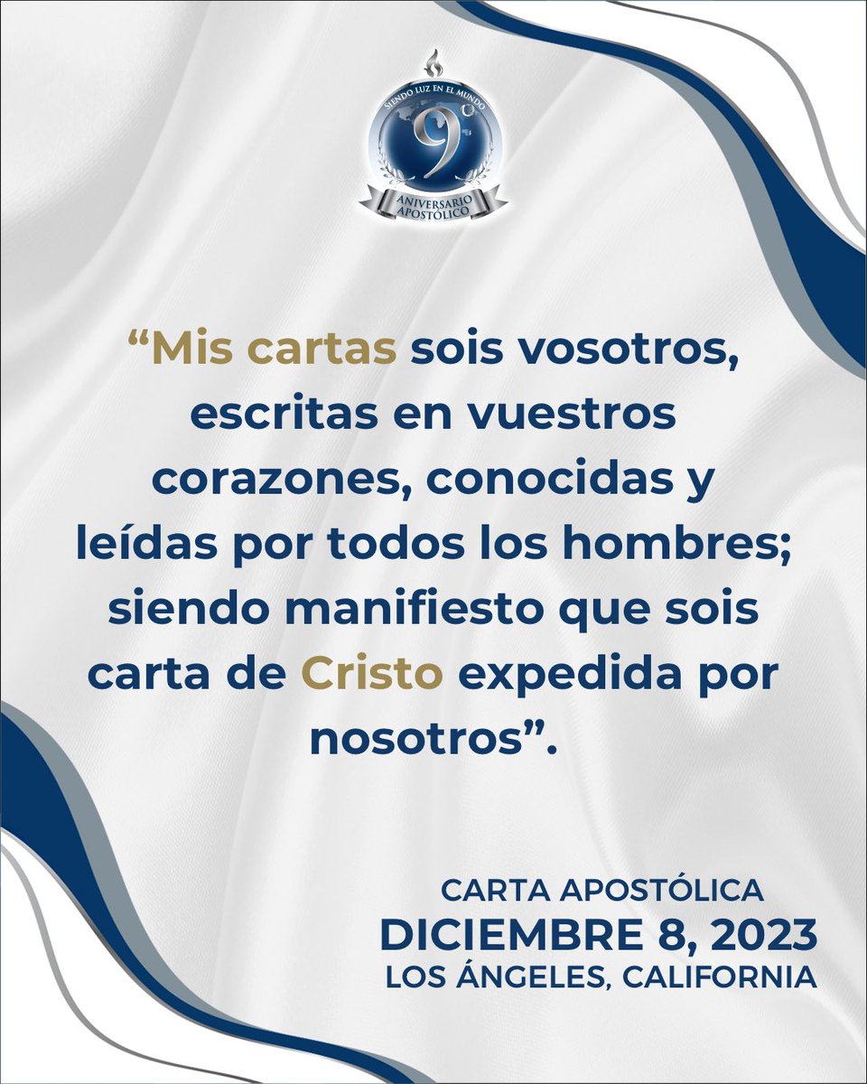 iglesialldm's tweet image. ¡Somos un pueblo firme y unido a la Elección Apostólica!

“Mis cartas sois vosotros, escritas en vuestros corazones, conocidas y leídas por todos los hombres; siendo manifiesto que sois carta de Cristo expedida por nosotros”.

#SiempreUnidos | #LaLuzDelMundo | #ElAmorNosUne