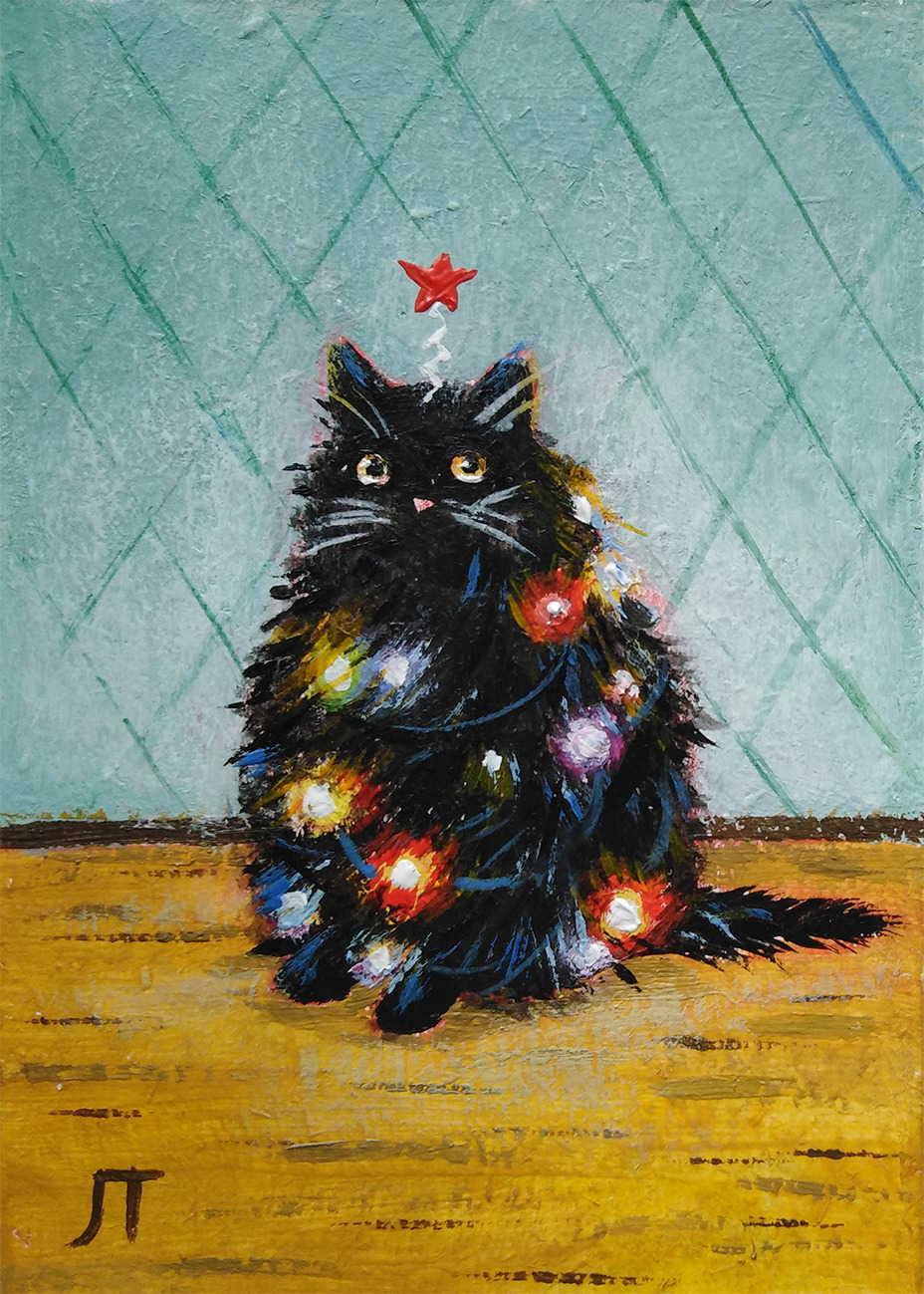 Black cat with christmas lights hotsell