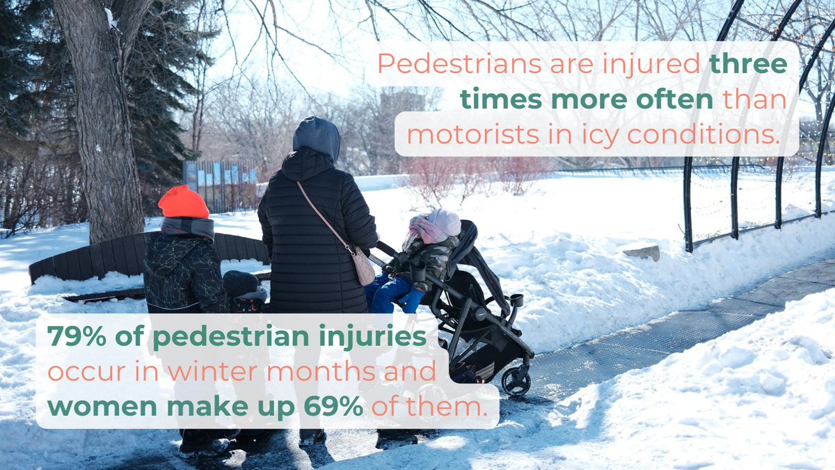 Winter is just around the corner ↩️ ❄️ With snowy season comes snow clearance policies that aren't gender-neutral. Women are more likely to walk than men and pedestrians are injured three times more often than motorists in icy conditions. Learn more 👇 womeninurbanism.ca/words/snow-cle…