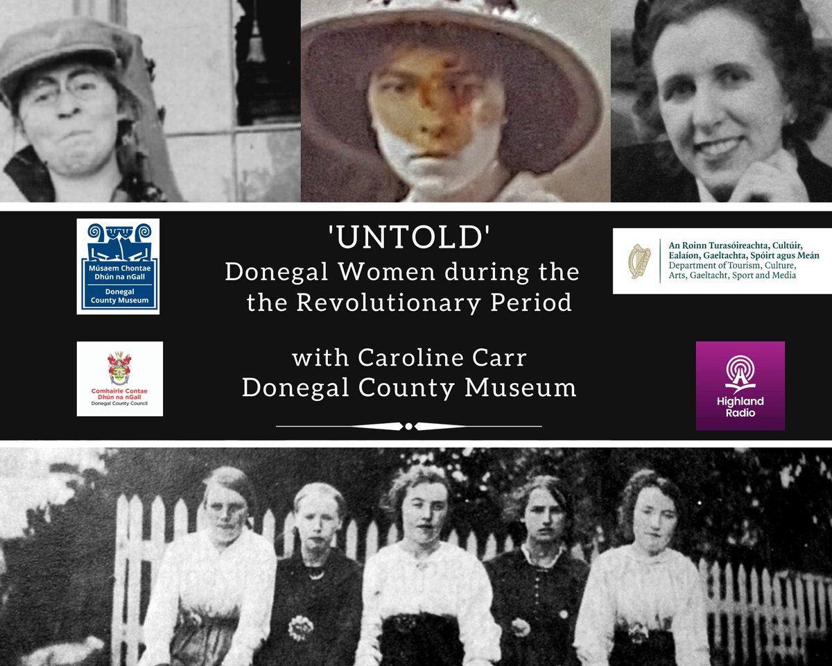 BIG NEWS! We are delighted to announce in assoc @DonegalCoArchiv& @highlandradio our 1st ever Radio Doc series funded by @DeptCultureIRL under Community Strand 2023 #DecadeofCentenaries 1st doc airs 8pm 13th Dec on 'UNTOLD - Donegal Women with Caroline Carr, Donegal County Museum