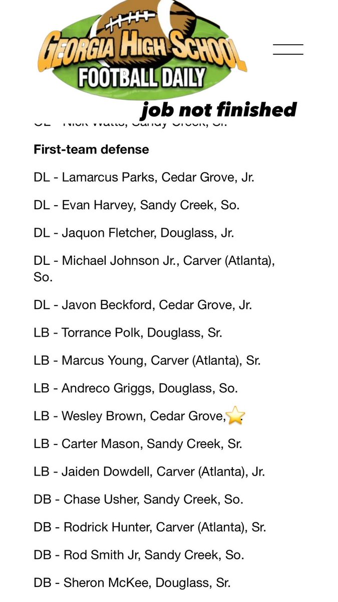 Wesley Brown (@wesley1of1) on Twitter photo Hard work pays off!! Blessed To make First Team All Region Defense!! <a href="/hcbcg_jadams/">John Adams</a> <a href="/FBCedarGrove/">Cedar Grove Football</a> <a href="/RecruitGeorgia/">Recruit Georgia</a> Hard work pays off!! Blessed To make First Team All Region Defense!! <a href="/hcbcg_jadams/">John Adams</a> <a href="/FBCedarGrove/">Cedar Grove Football</a> <a href="/RecruitGeorgia/">Recruit Georgia</a>