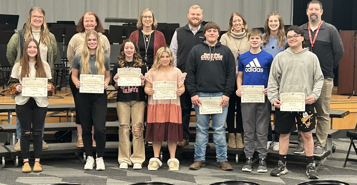 Distinguished Cougars for 2nd nine weeks. Outstanding group of students with their nominating teachers