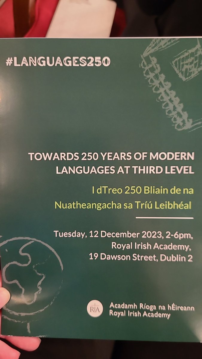 Delighted to be at the #languages250 conference in the @RIAdawson @languages250. Looking forward to the panel discussions @langsconnect_ie