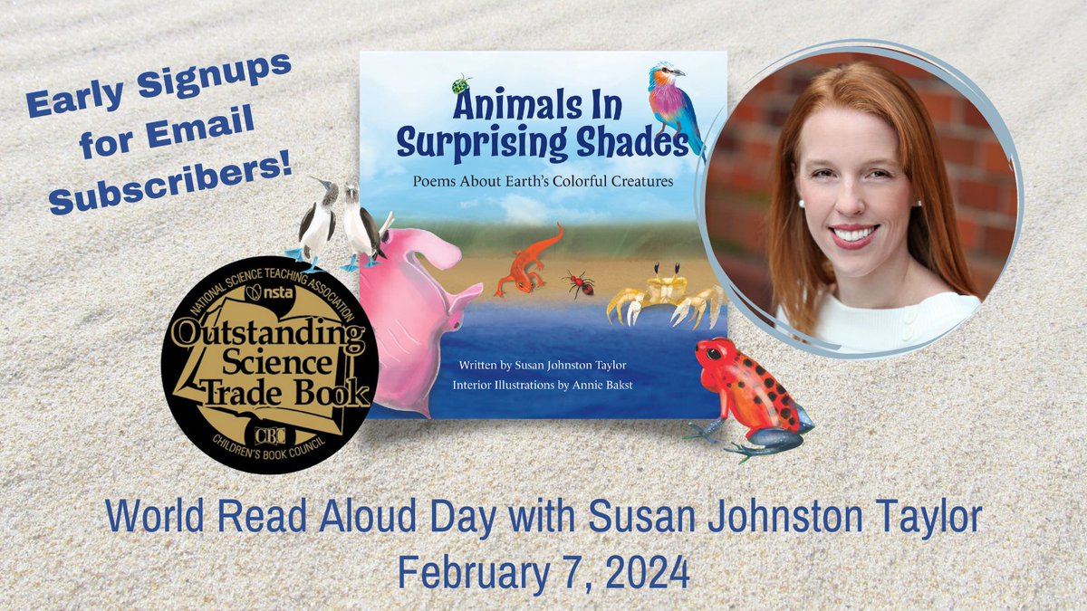 #Teachers & #Librarians! Subscribe to my email list & be the first to hear about signups for free virtual author visits on #WorldReadAloudDay24. mailchi.mp/9f3052a5fc47/s… #STEMbooks #AmReading #ChildrensBooks #KidLit