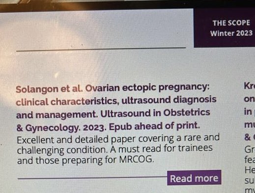 🎉 New publication on ovarian #ectopicpregnancy in @ISUOG journal with lots of #ultrasound images for reference: obgyn.onlinelibrary.wiley.com/doi/10.1002/uo… Thanks for the shout out @TheBSGE Newsletter 🥰 @JoelNaftalin @DavorJurkovic #earlypregnancy #MedTwitter #obgyn #gynecology #gynaecology