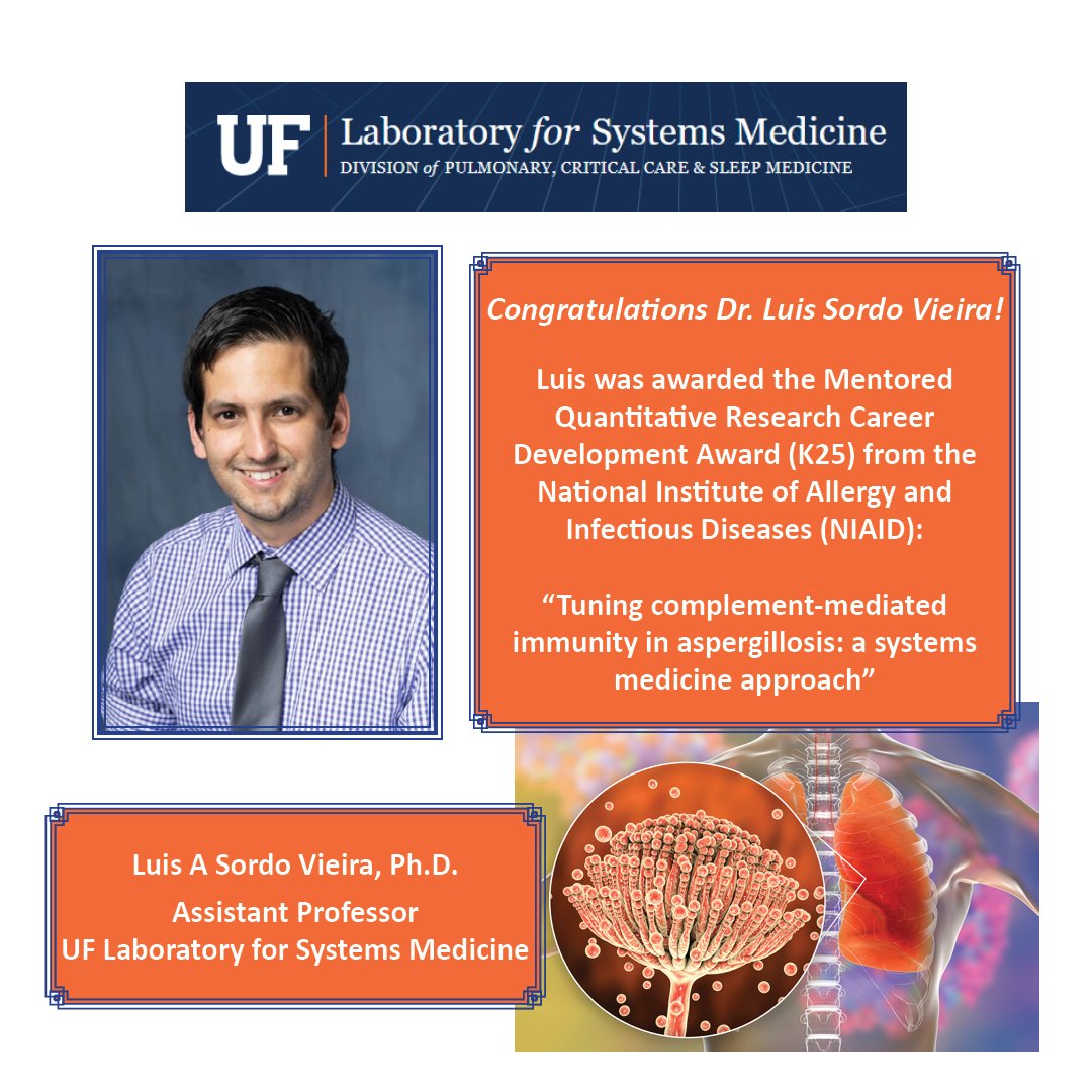 #UFLSM Congratulates Dr. Sordo Vieira on his new K25 grant! Learn more about the lab's research here: …msmedicine.pulmonary.medicine.ufl.edu