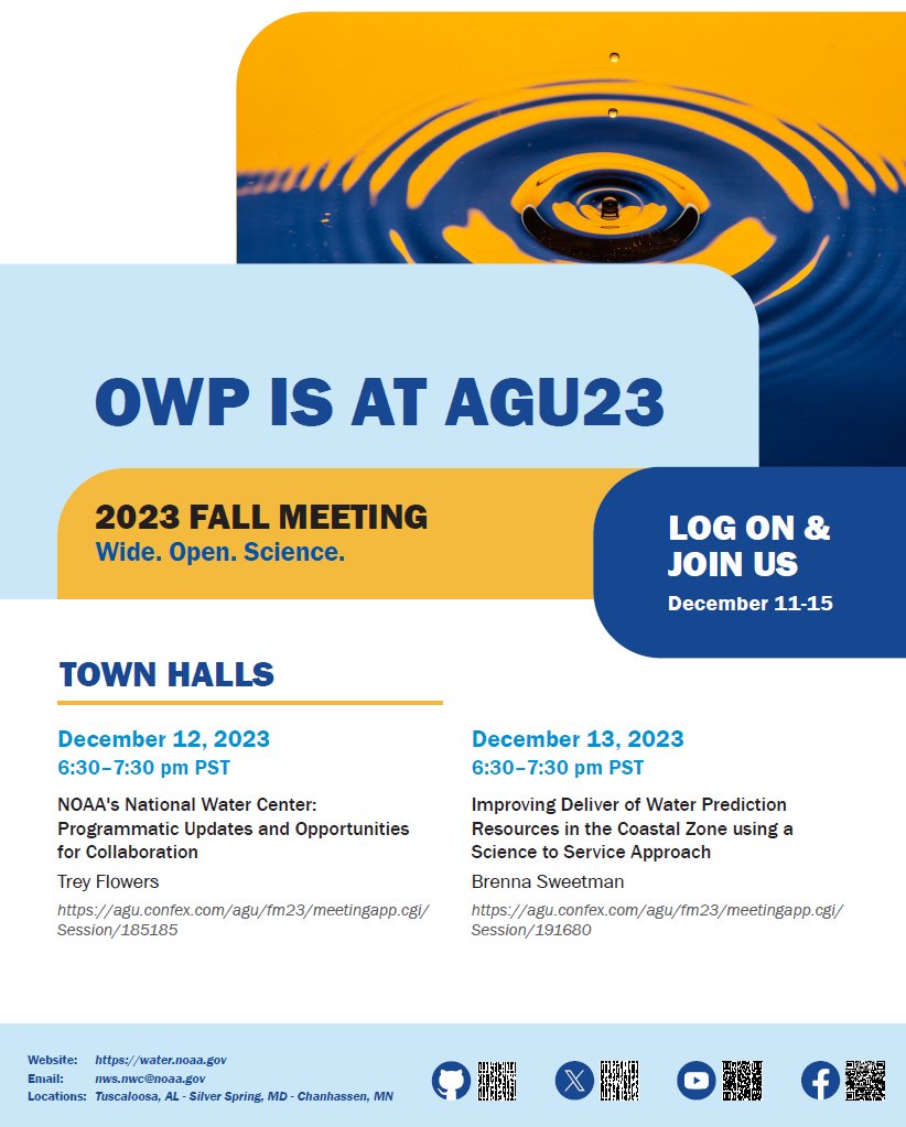 Looking for our presentations at #AGU23? You can find our full presentation schedule on GitHub: github.com/NOAA-OWP/OWP-P…