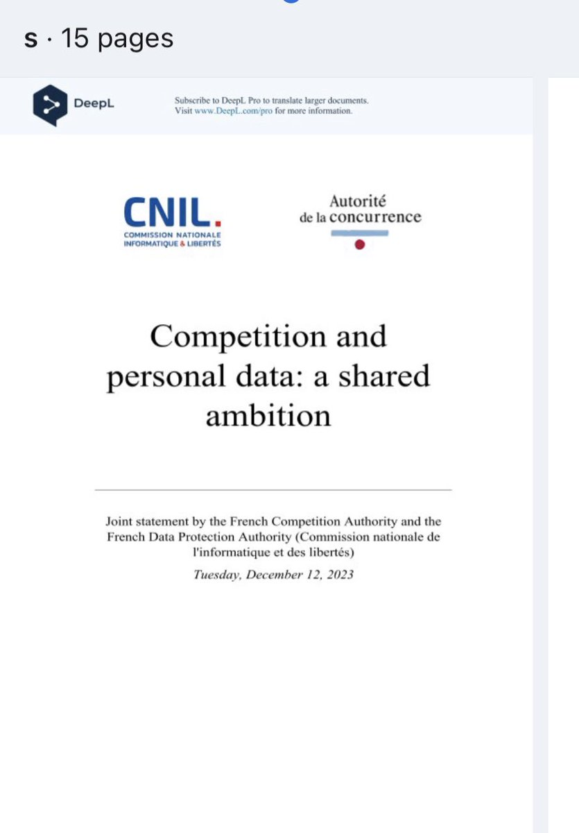 If you believe in synergies between data protection law, privacy law, consumer law, and competition law, then this is for you: Unofficial translation: cnil.fr/sites/cnil/fil…