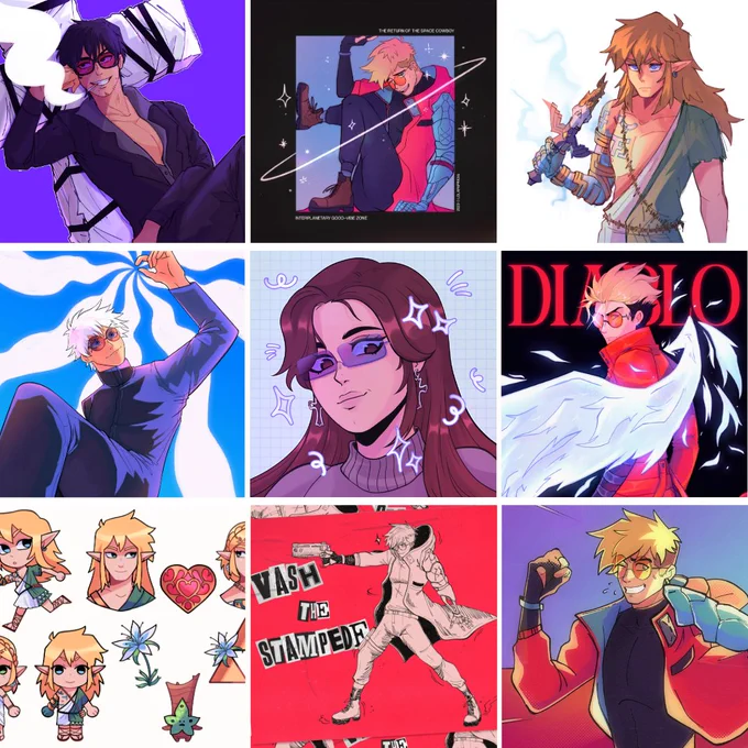 It's been such a hectic, busy year for my art but i'm still proud of my constant improvement over the years    thanks trigun for being this year's hyperfixation btw #artvsartist2023